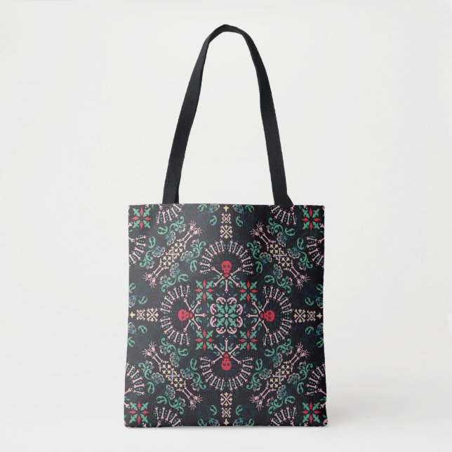 prydnadsmålning, döskallar och ben Bandana Print,f Tygkasse (Framsida)
