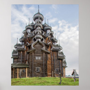 Prydnadsrik träkyrka, Ryssland Poster