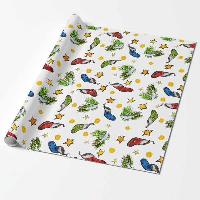 Prydnadssumie från jul i mönster presentpapper (Utrullad)