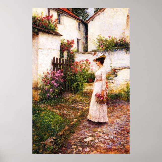 Prydnadsväxter på sommaren i en trädgård i Devonsh Poster (Framsidan)