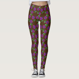 Prydnadsviol Blomma Snygg Blommig Tryckt Leggings