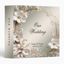 Prydnadsvit blomsteralbum med ram