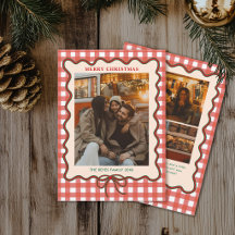 Prylar Båg Röd Rutig Familj Foto Jul