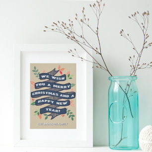 Prylar Blommig Julbanner Semester Poster