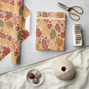 Prylar Boho Höstlöv Akvarell på Brun Presentpapper