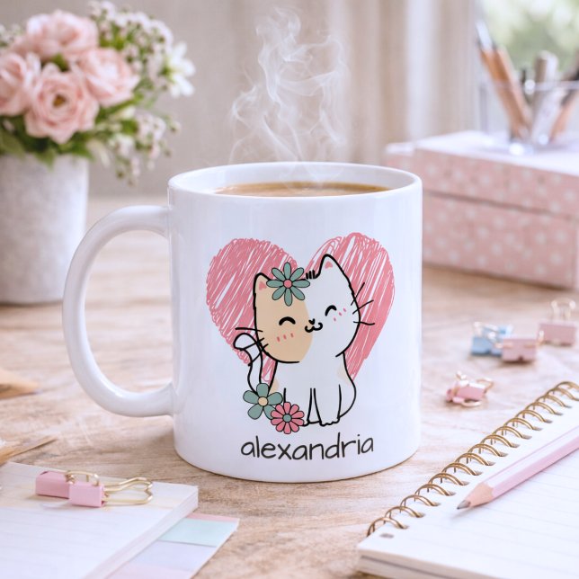 Prylar Boho Katt Monogram Kaffemugg (Skapare uppladdad)