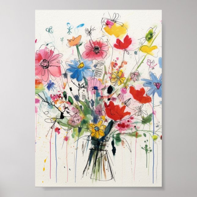 Prylar floral, blomstermönster poster (Framsidan)