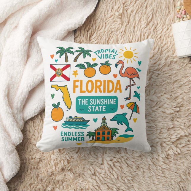 Prylar för nostalgisk Florida-resa Kudde (Filt)