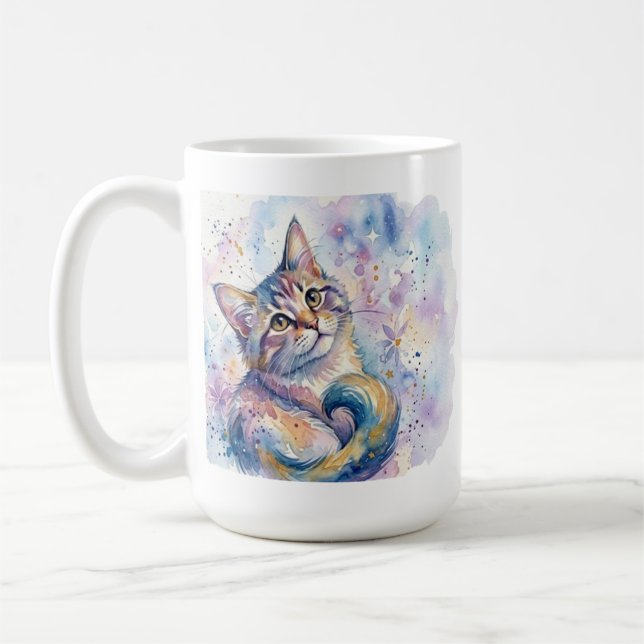 Prylar i akvarell Katt Konstmugg - Drömsk G Kaffemugg (Vänster)