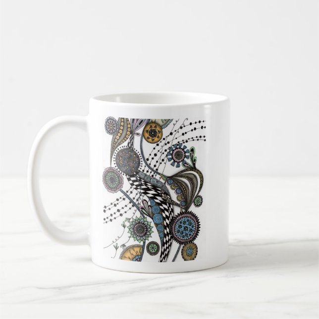 Prylar Mandala & Rutig Band Kaffe Mugg (Vänster)