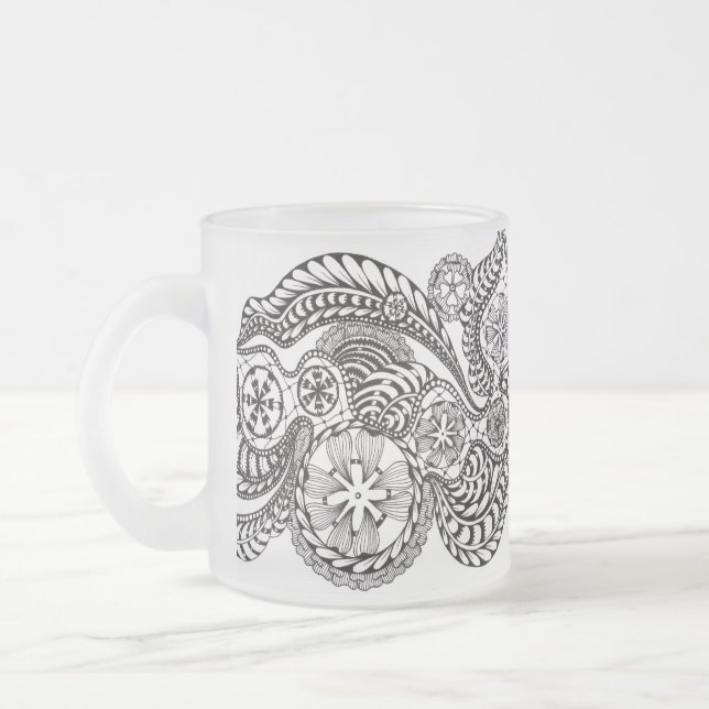 Prylar Ornate Zen Doodle Lace Blommor Frostad G Glasmugg (Vänster)