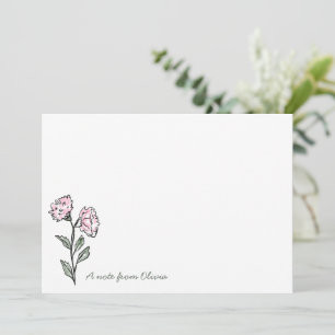 Prylar Rosa Blommig Personlig Brevpapper Tack Kort