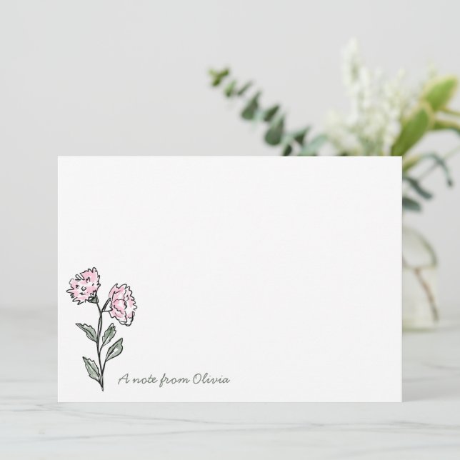 Prylar Rosa Blommig Personlig Brevpapper Tack Kort (Stående Fram)