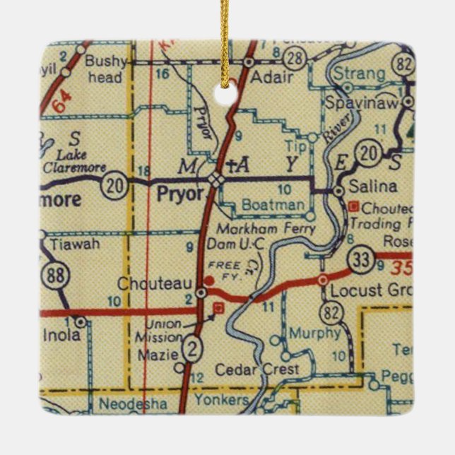 Pryor Oklahoma Julgransprydnad Keramik (Baksida)