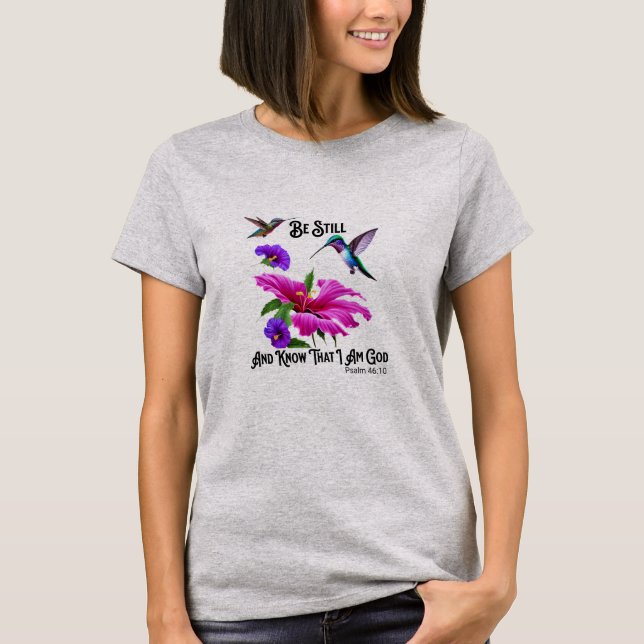 PS 46:10 Be stilla och känn Hummingbird T Shirt (Framsida)