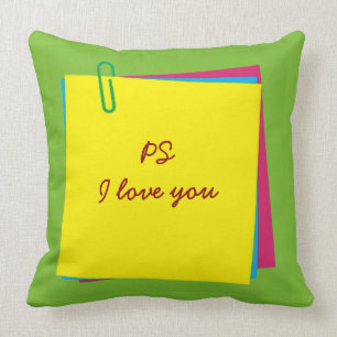 "PS I kärlek you" Färgfull Post it Notes Pillow Kudde