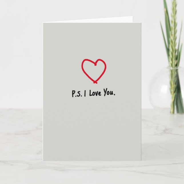 Ps I Love You Hjärtkort Kort (Framsida)