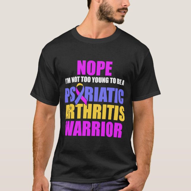 PSA Psoriatic Arthritis alltför Young Warrior Awar T Shirt (Framsida)