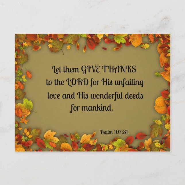 Psalm107:31 l5At dem ge tack till lorden… Vykort (Framsida)