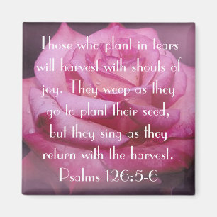 Psalm126:5 - magnet för verse för 6 bibel rosa
