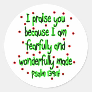 Psalm139:14 Runt Klistermärke