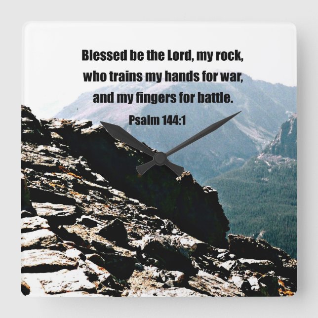 Psalm144:1 välsignade är lorden… fyrkantig klocka (Framsida)