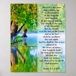 Psalm1:1-3 Välsignat är mannen kristen Poster