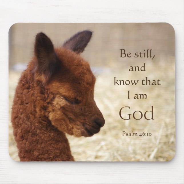 Psalm46:10Alpaca Mousepad Musmatta (Framsidan)