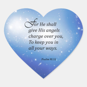 Psalm91:11 Hjärtformat Klistermärke