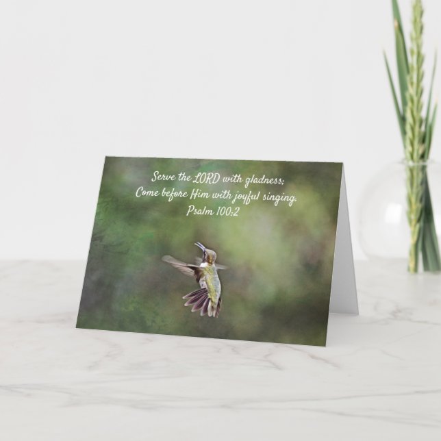 Psalm 100:2 för Singing Hummingbird Scripture Card Kort (Framsida)