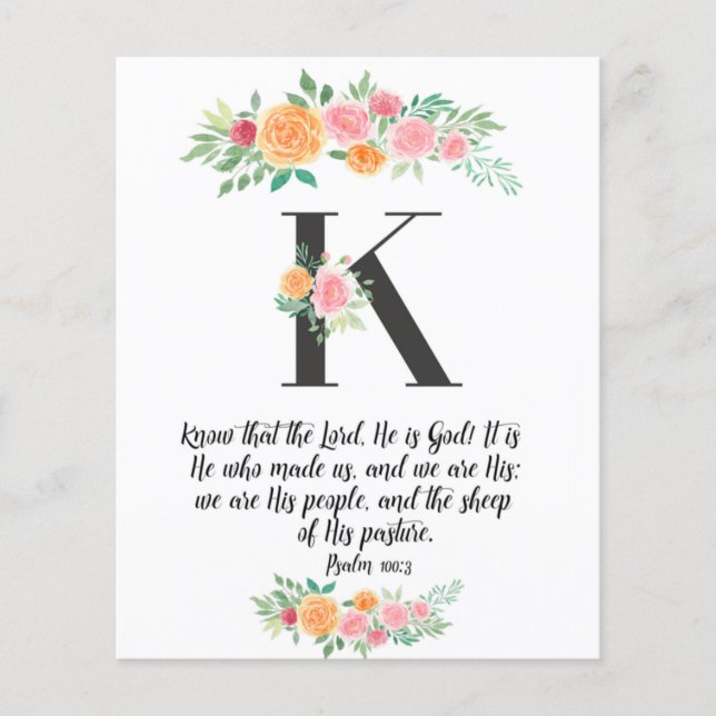 Psalm 100:3, Brev K, vattenfärgskort (Framsida)