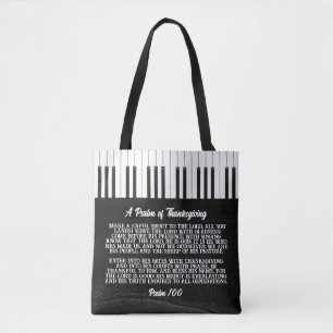 Psalm 100 med Piano Nyckel bild - svart och vitt Tygkasse