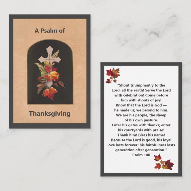 Psalm 100 Thanksgiving Prayer Card Placeringskort (Fram/baksida)