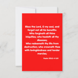 Psalm 103:2-4 KJV Bible Scripture Hälsning Kort