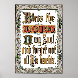 Psalm 103:2 Viktoriskt skript Poster