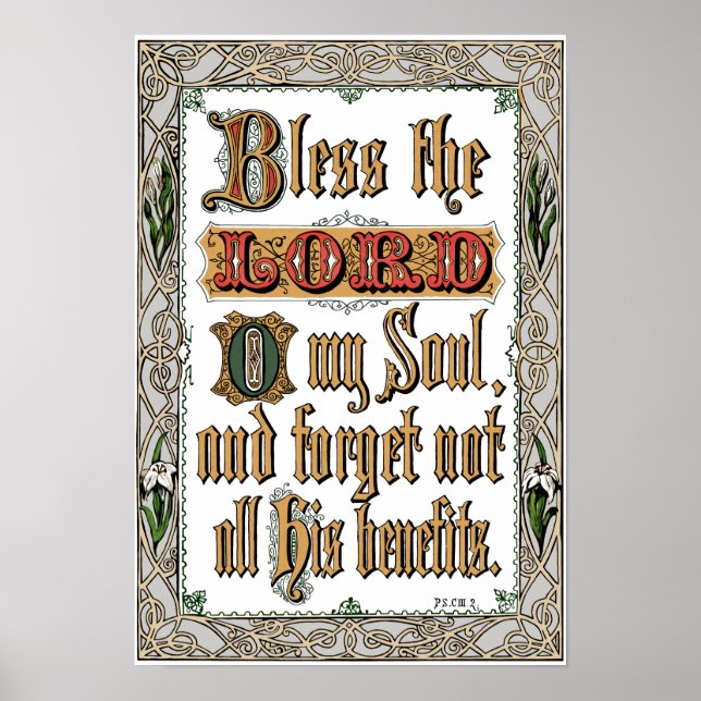 Psalm 103:2 Viktoriskt skriptPoster Poster (Framsidan)