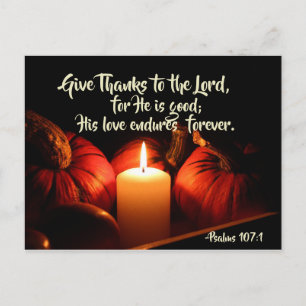 Psalm 107:1 Ge Tack till Herren, Thanksgivingen Helg Vykort