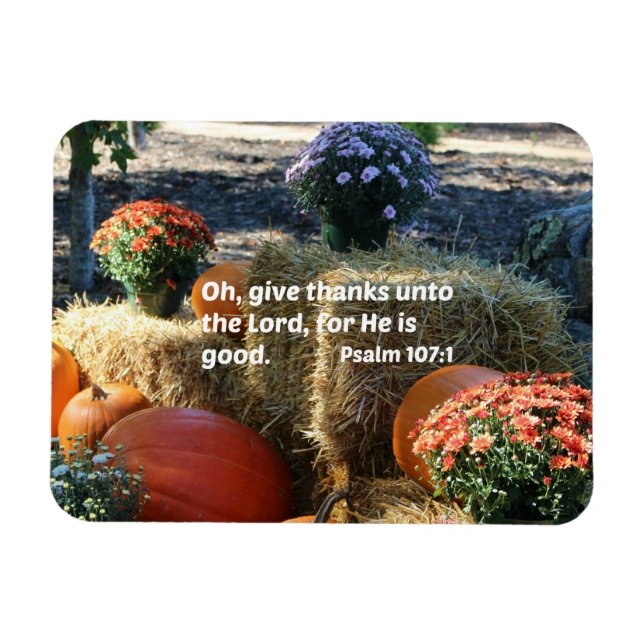 Psalm 107:1 Oj ge tack till Herren... Magnet (Horisontell)