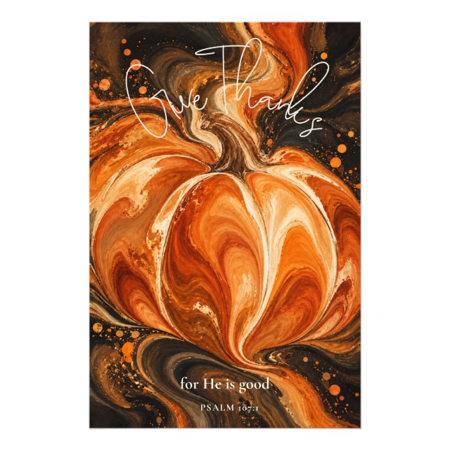 Psalm 107:1 Tacka Kristallig Pumpa Design Fototryck (Framsidan)