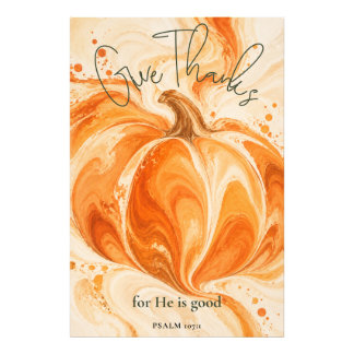 Psalm 107:1 Tacka Kristallig Pumpa Design Fototryck