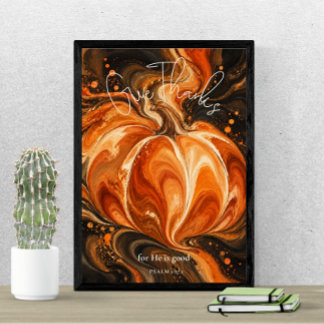 Psalm 107:1 Tacka Kristallig Pumpa Design Poster