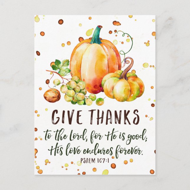 Psalm 107:1, vykort för Ge tack (Framsida)