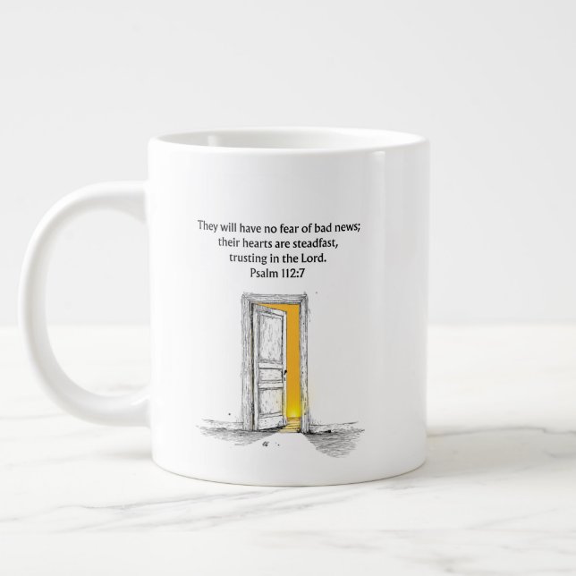 Psalm 112:7 Bible Verse Christian Gift Mug Jumbo Mugg (Vänster)