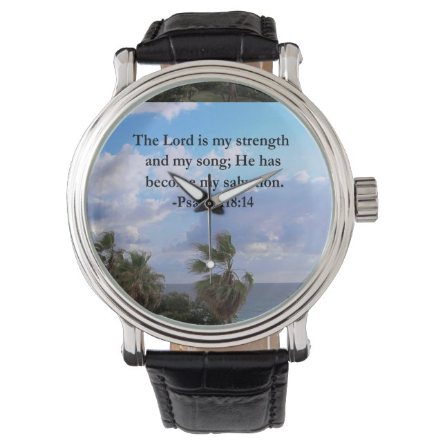 PSALM 118:14 SERENE OCEAN-FOTOKONSTRUKTION ARMBANDSUR (Framsida)
