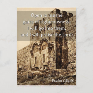 Psalm 118:19 på ett gammalt foto av Golden Grind Vykort