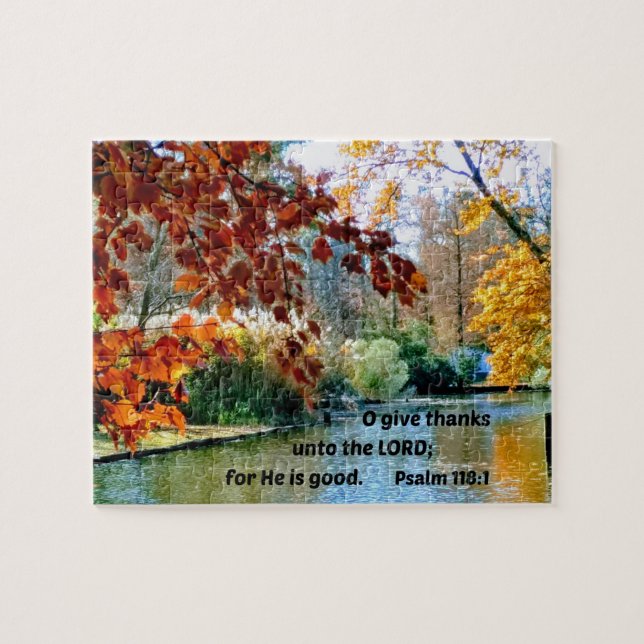 Psalm 118:1 O ge tack till Herren för att han är Pussel (Horisontell)