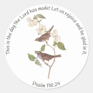 Psalm 118:24 Bibelvers och Sparvpar Runt Klistermärke