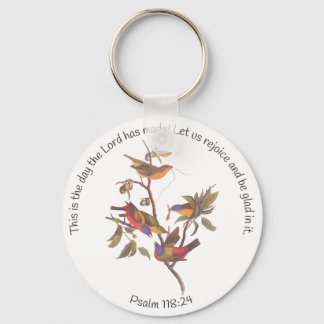 Psalm 118:24 Bibelverse och Paintade fåglar Nyckelring