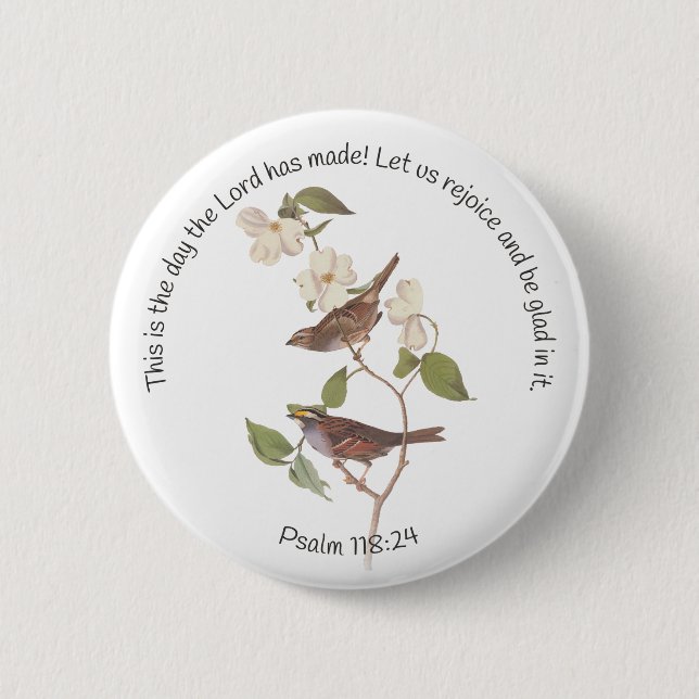 Psalm 118:24 Bible Verse and Sparrow Pair  Knapp (Framsida)