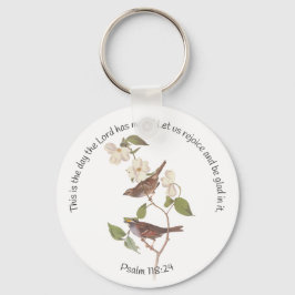 Psalm 118:24 Bible Verse and Sparrow Pair Patch Nyckelring